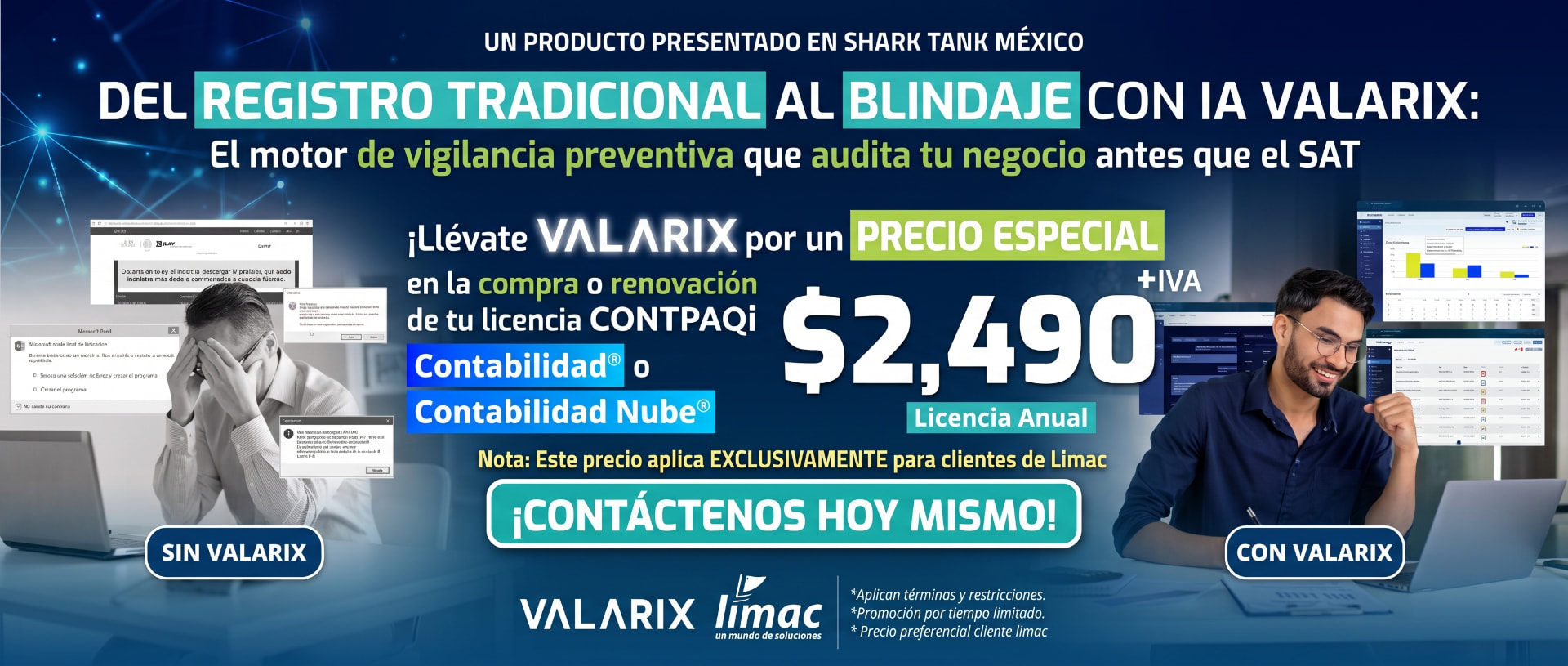 Promoción Valarix para clientes de Limac: licencia anual por $2,490 más IVA en la compra o renovación de CONTPAQi Contabilidad o Contabilidad Nube.